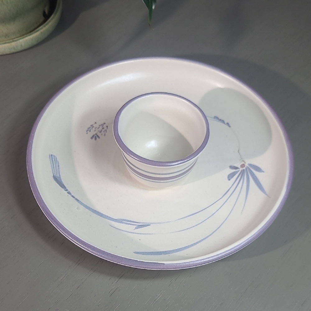 Westlin Studio Pottery Chip & Dip Plate Artist Signed